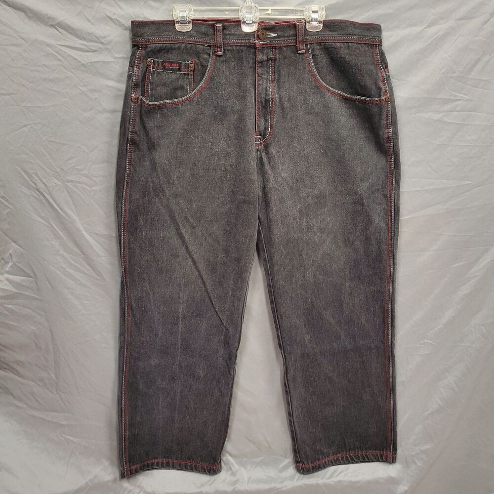 Red Ape Company Embroidered Denim Black Jeans Men's 40/33 Skater Hip Hop